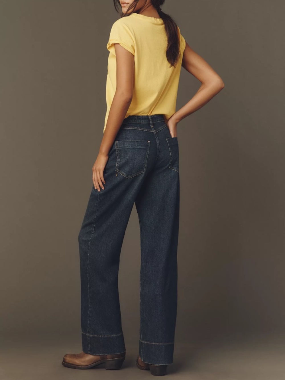 Anthropologie Pilcro Gilligan High-Rise Flare Jeans in Dark Denim - Picture 2 of 9